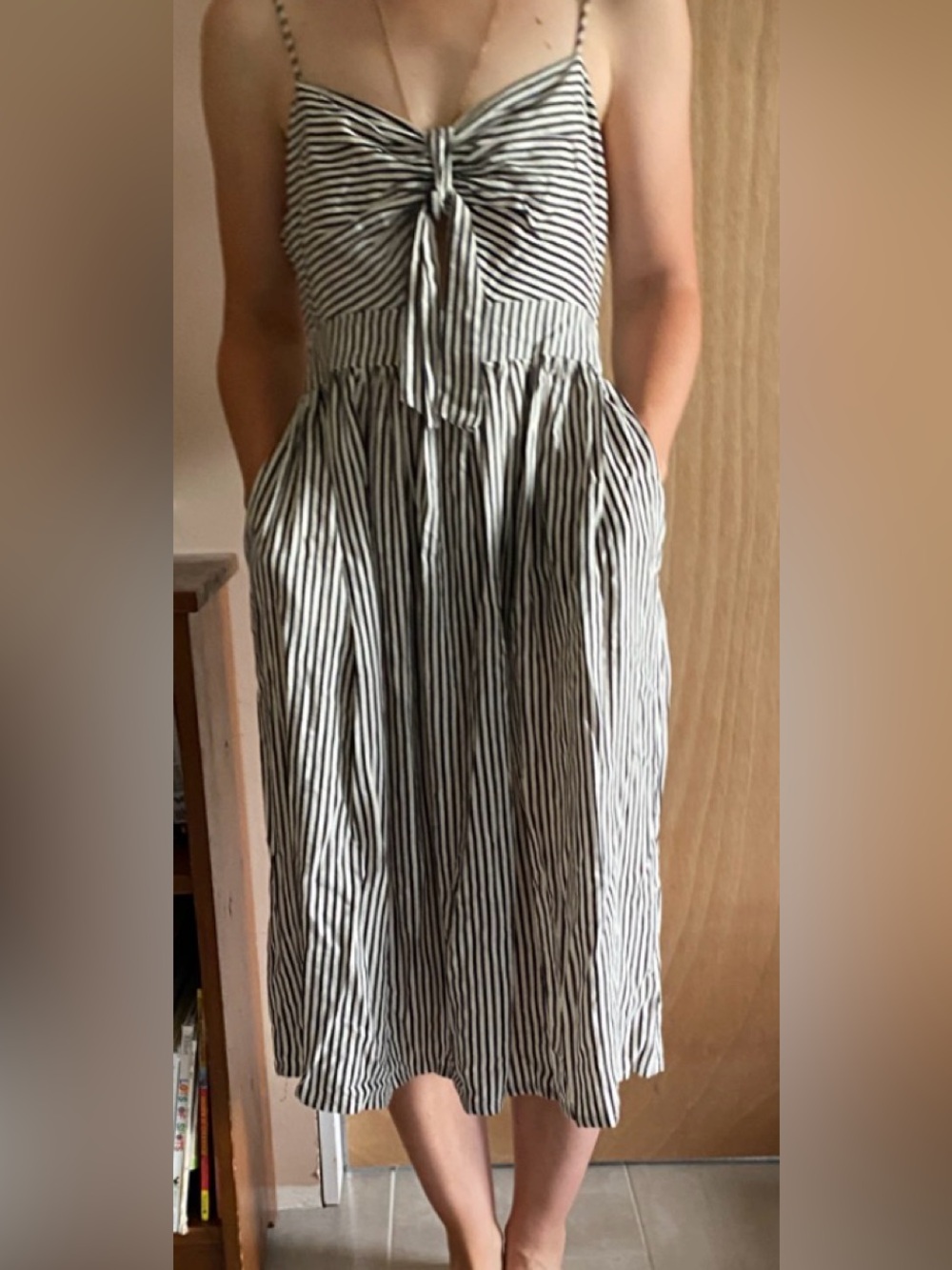 Striped cotton summer dress with pockets